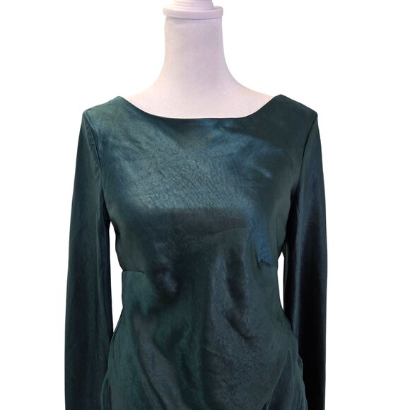 Saints + Secrets Satin Open Back Asymmetrical Hem Mini Dress Size Small - Picture 4 of 9